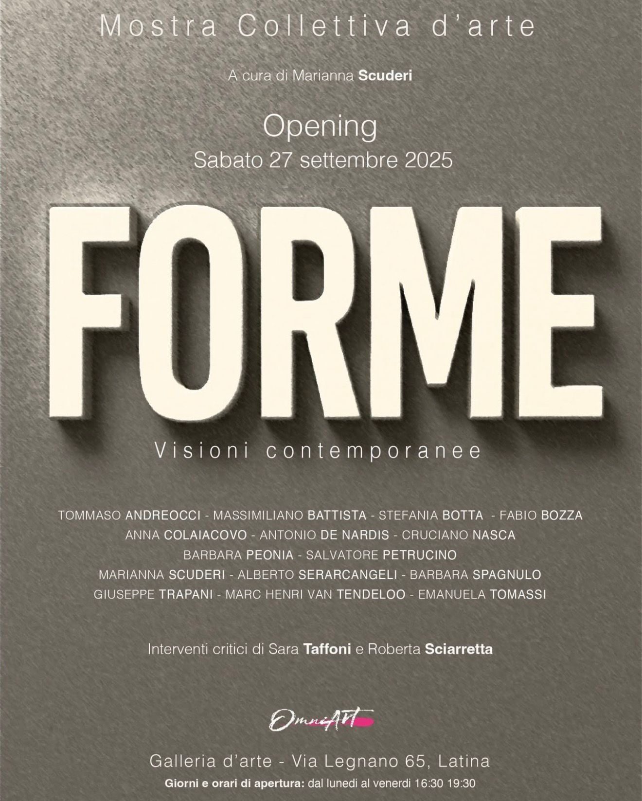 Mostra Collettiva d'arte Forme Visioni contemporanee - Omniart